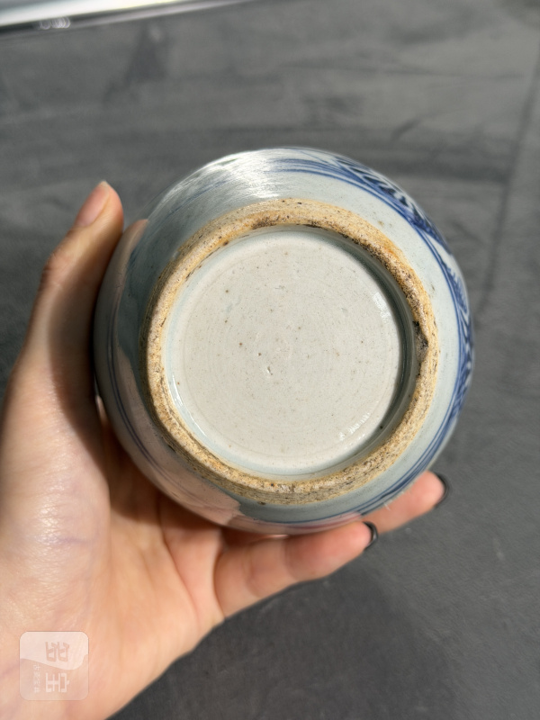 清中期青花竹菊纹太白罐 - 图8